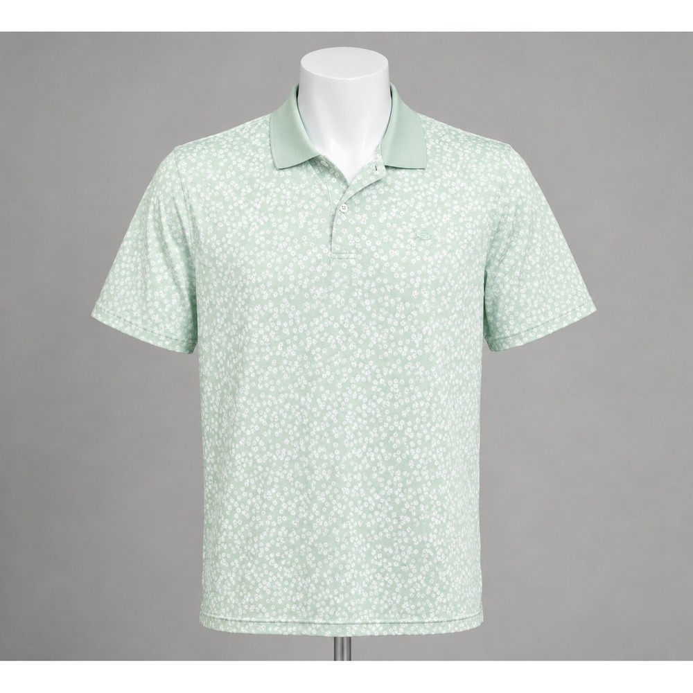Southern Tide Polo Mens XL Green Good Floral Performance Stretch Short Sleeve